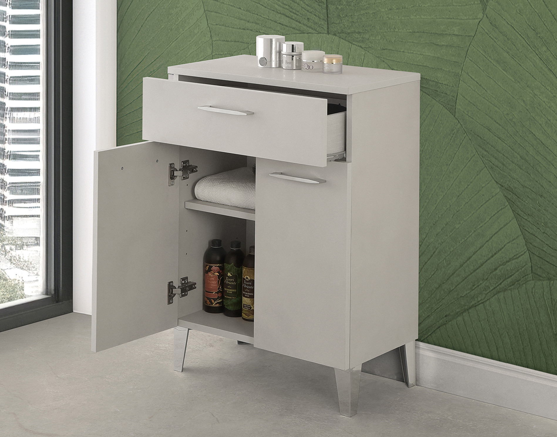 MOBILETTO BAGNO 1C+2ANTE CM.60.5X34X84H GRIGIO