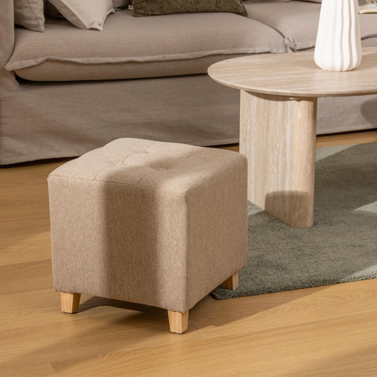 POUF LEANDRE VELUTO BEIGE