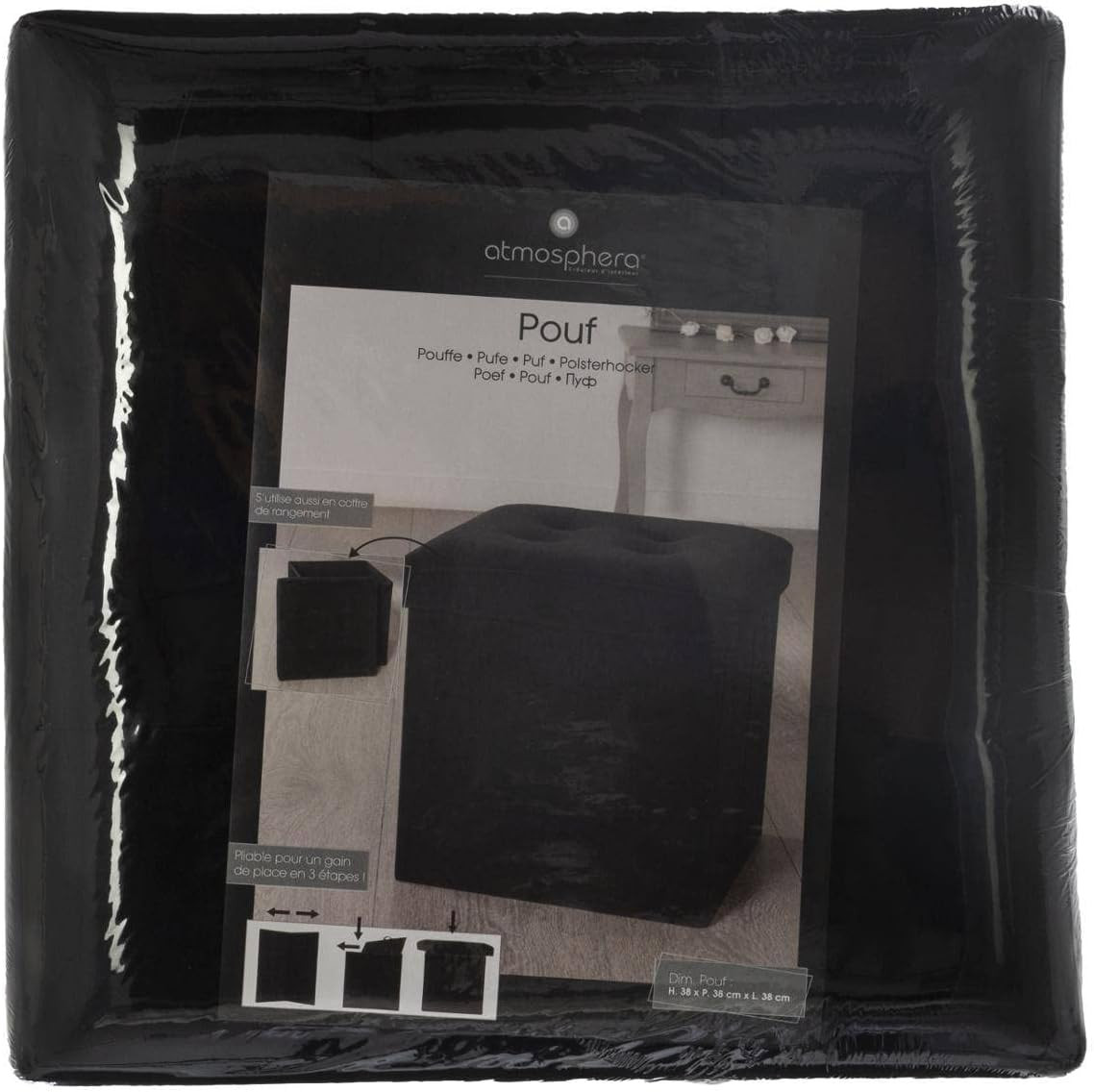 POUF PIEGHEVOLE VELLUTO NERO
