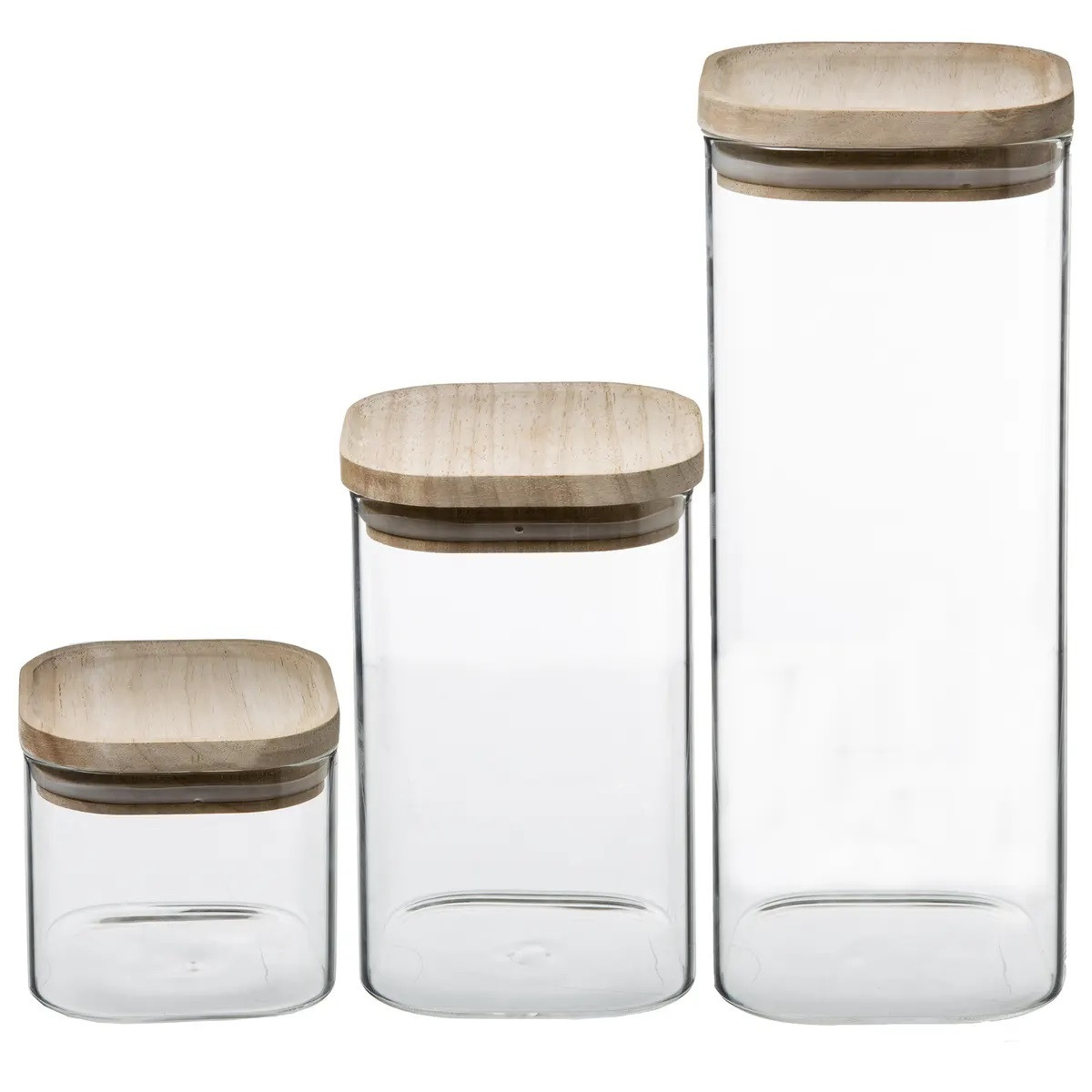 SET3 BARATTOLI VETRO/LEGNO