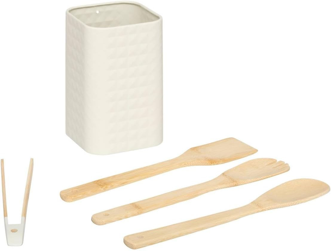 SET4 UTENSILI BAMBOO C/SUPP.METALLO