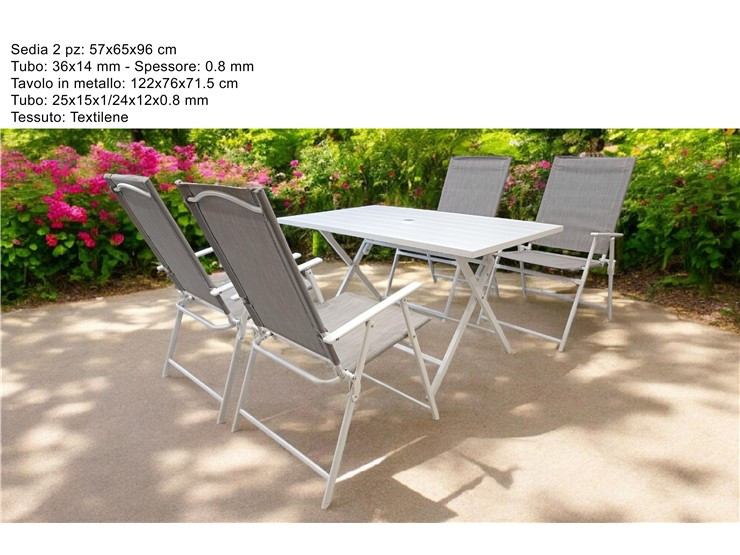 SET TAVOLO C/4 SEDIE PIEGHEVOLI TEX.BIANCO