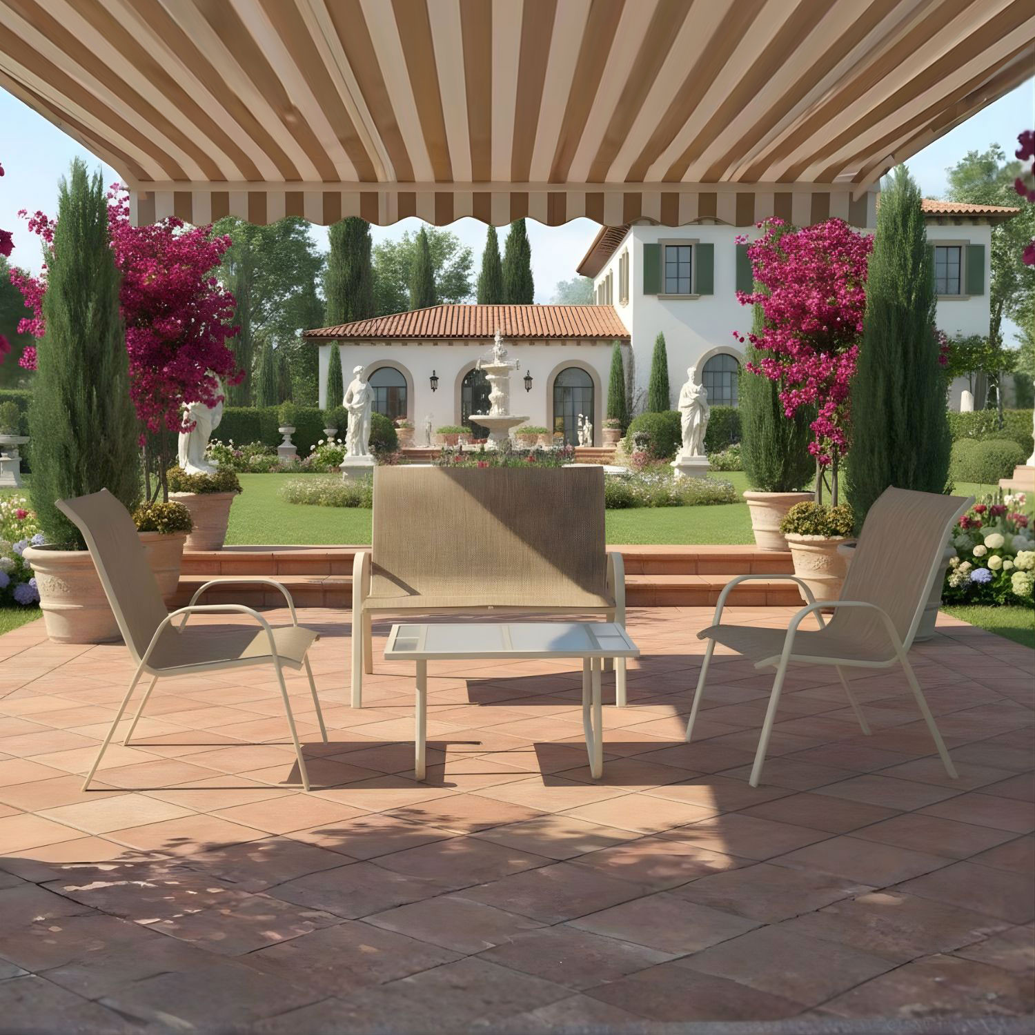 SALOTTO IN FERRO E TEXILENE BEIGE