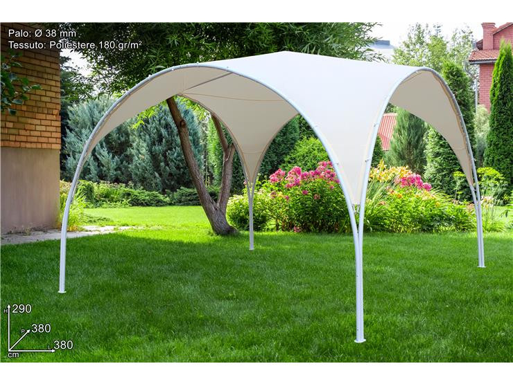 GAZEBO ARCO 3.8X3.8MT CREMA TUBO BIANCO