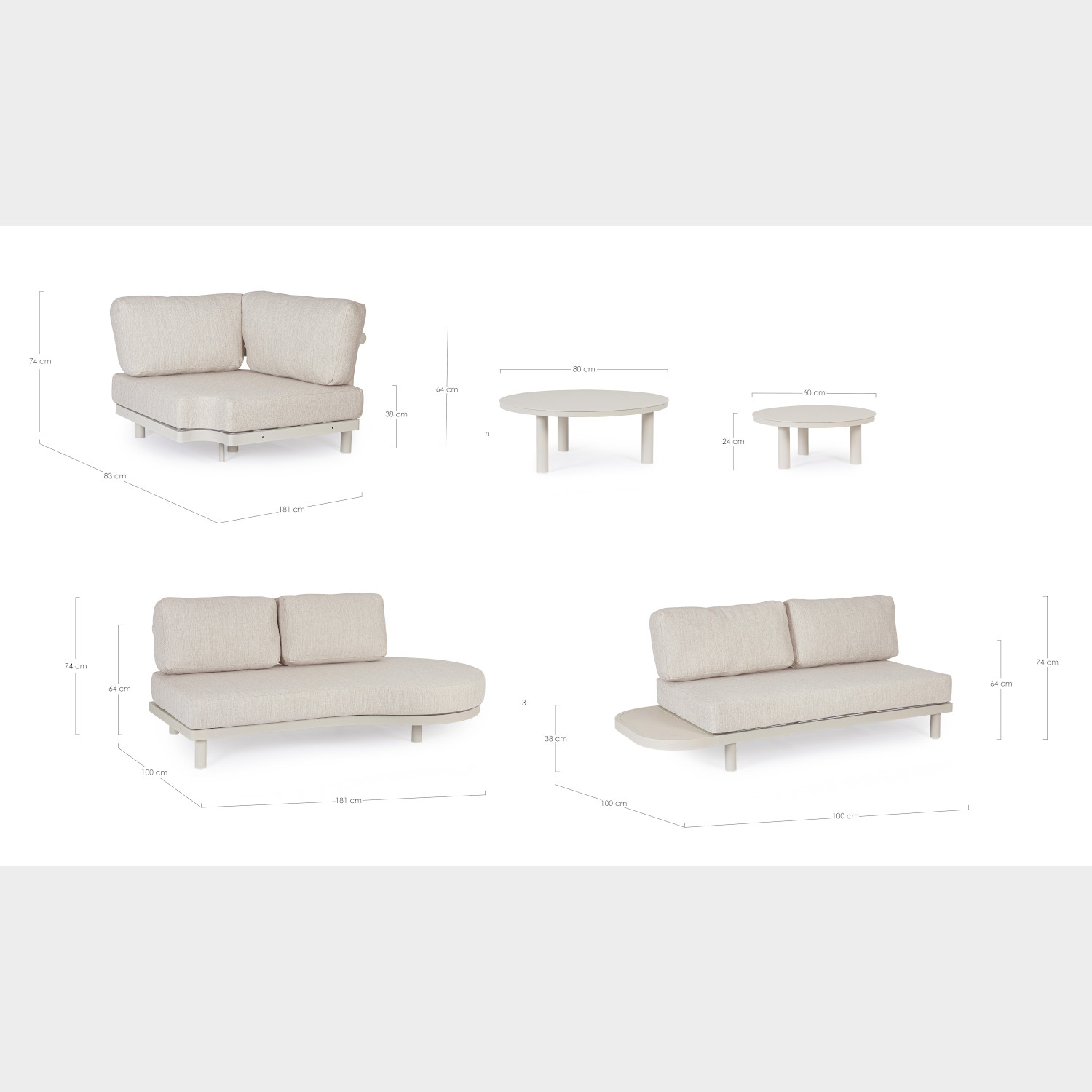 SET SALOTTO ANG. C-C HERCULES BEIGE