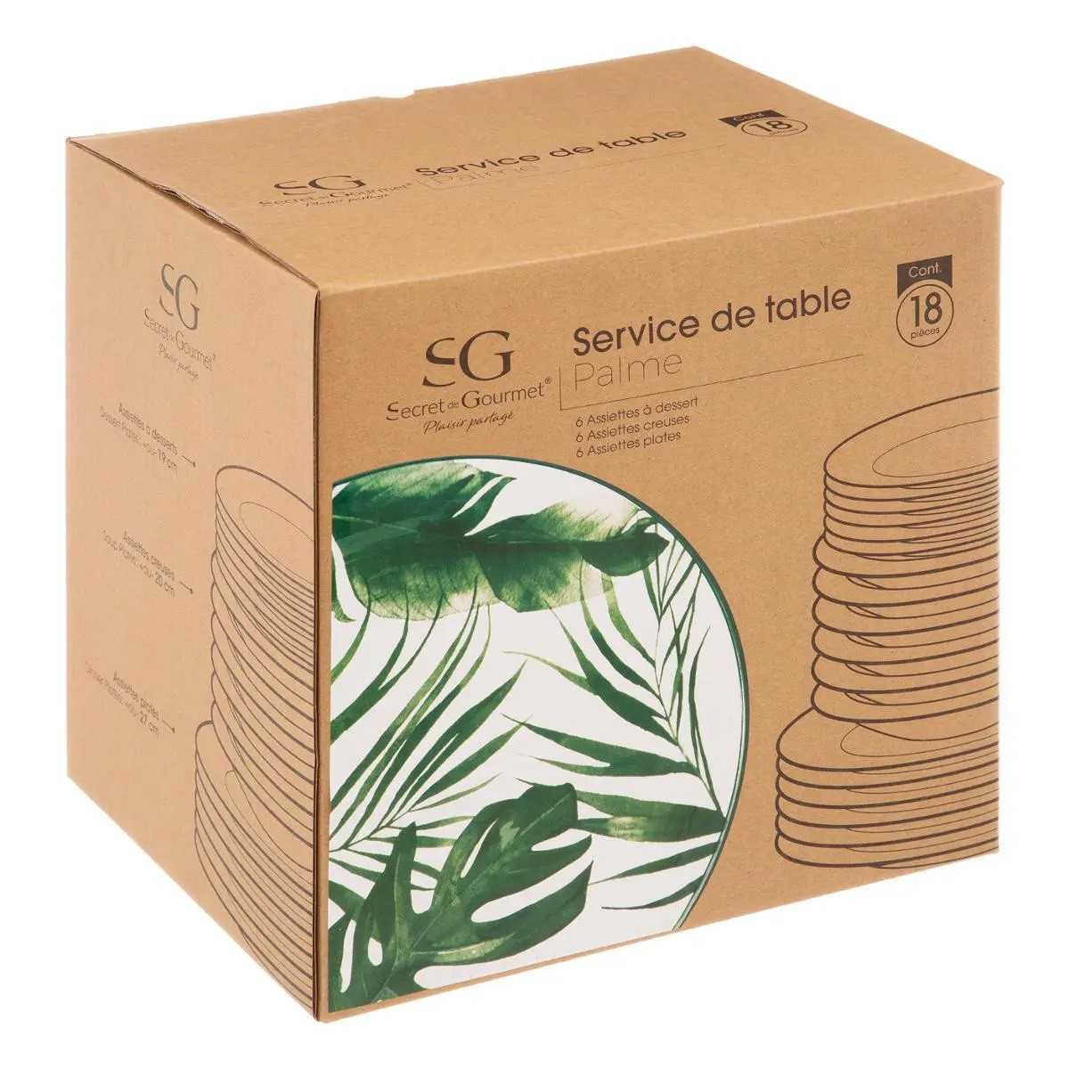SERVIZIO PIATTI PALME PZ.18 VERDE