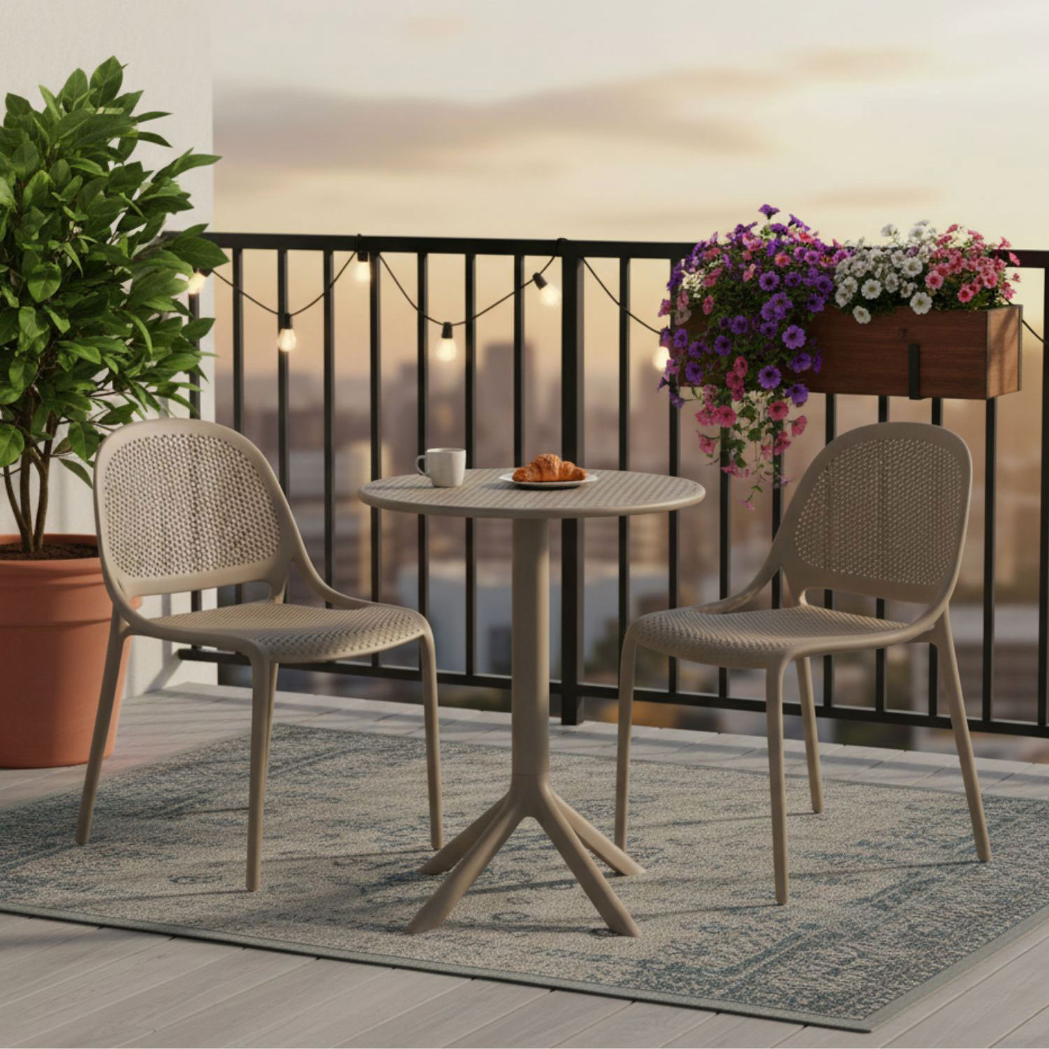 SET BISTRO TAVOLINO TONDO+2SEDIE GRIGIO