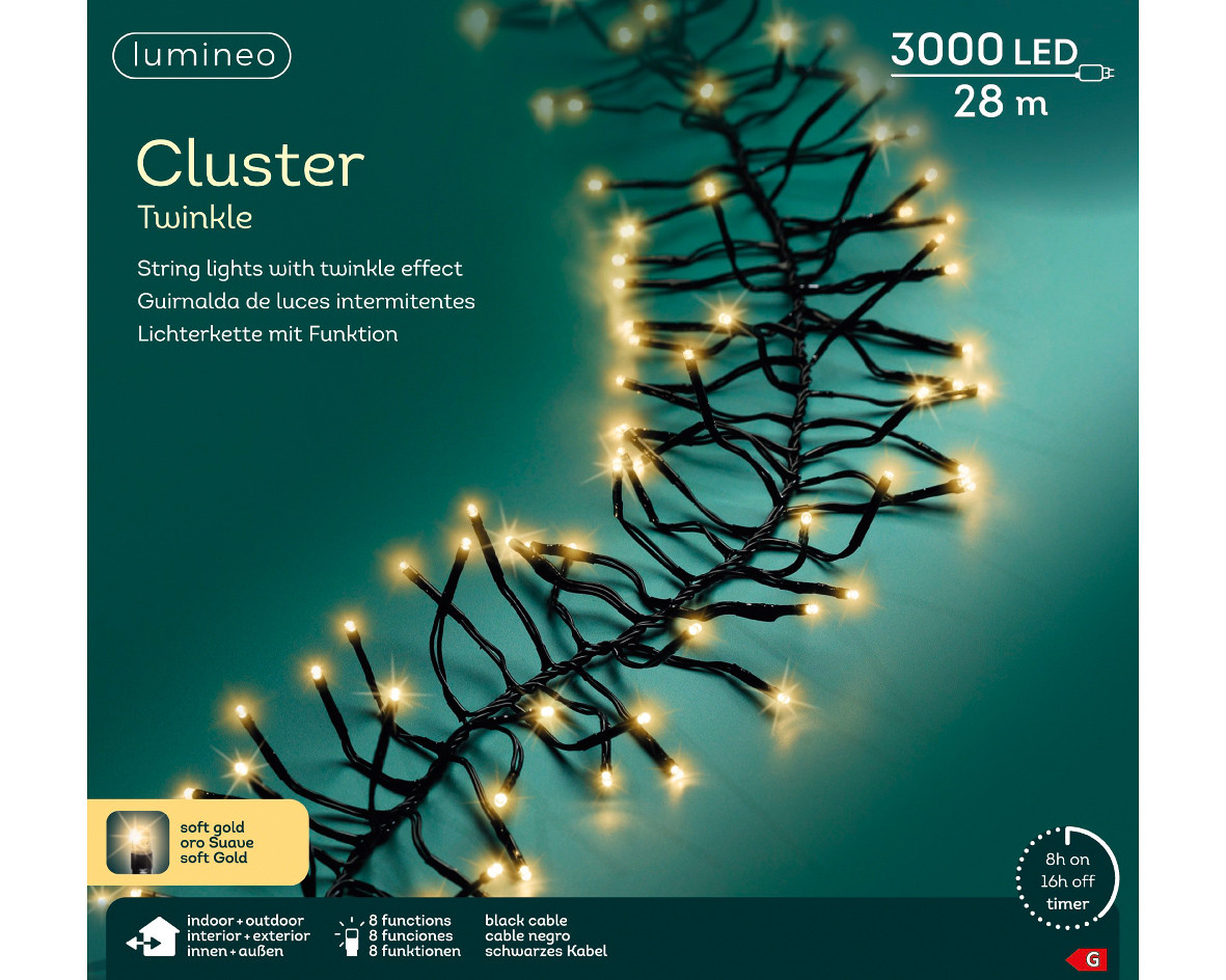 3000LUCI A LED CLUSTER 8FUNZIONI LUCE CALDA