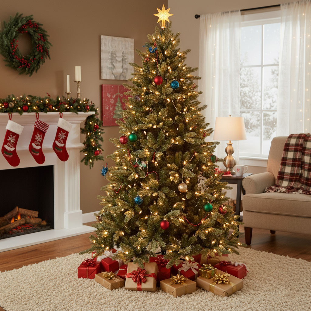 ALBERO DI NATALE MISTO CM.210 C/330 LED 1337 PUNTE