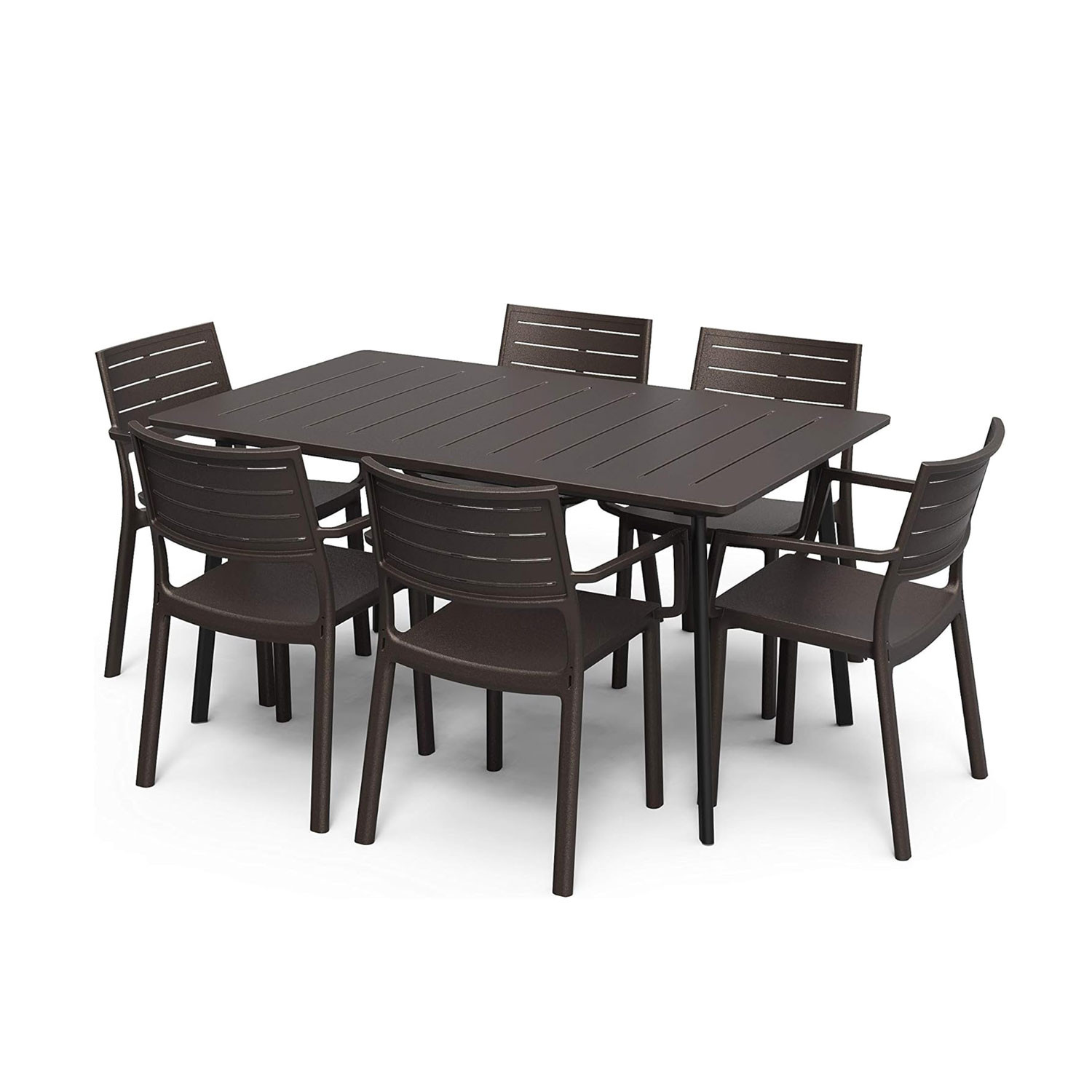 TAVOLO CM.146X87 CON 6 POLTRONE BRONZO