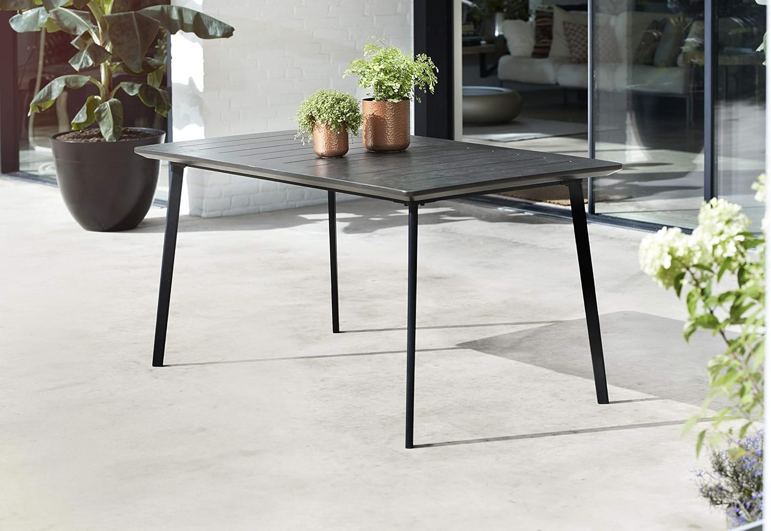 TAVOLO CM.146X87 CON 6 POLTRONE BRONZO
