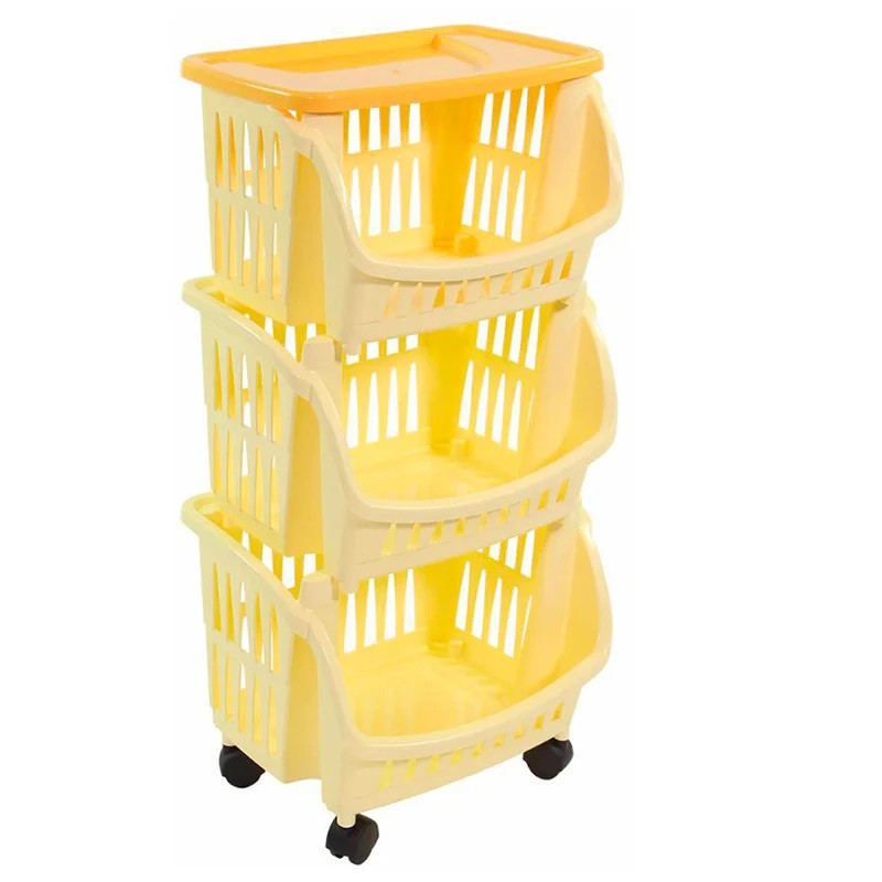 CARRELLO 3 CESTE CM.39.5X30X77H CON RUOTE GIALLO