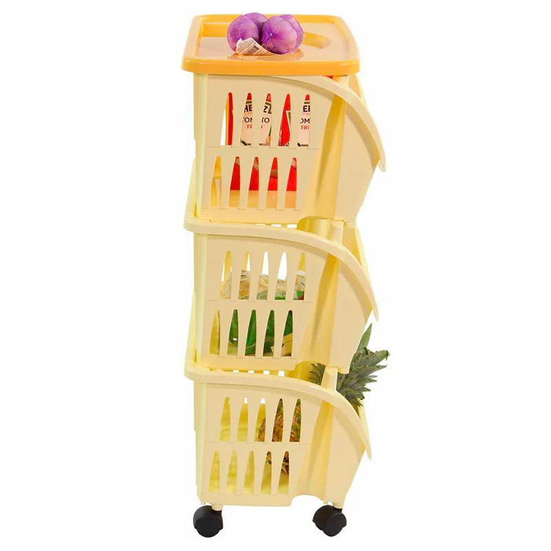CARRELLO 3 CESTE CM.39.5X30X77H CON RUOTE GIALLO