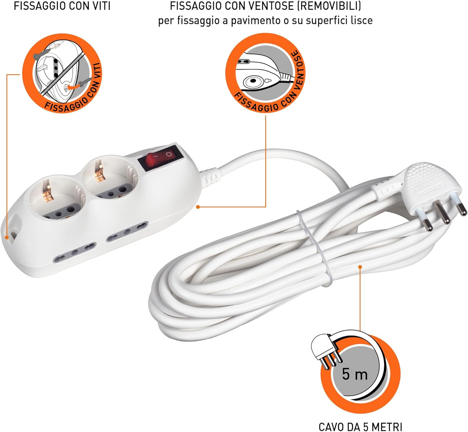 MULTIPRESA SLOT6 4+2 PRESE 16A BIANCA