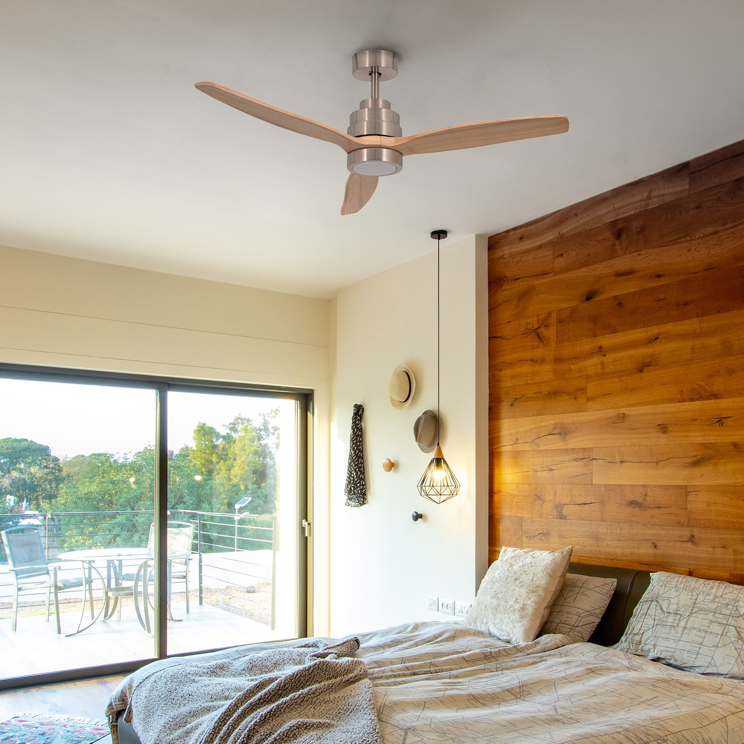 VENTILATORE SOFF.CM.130 PALE LEGNO C/TELEC.E LED