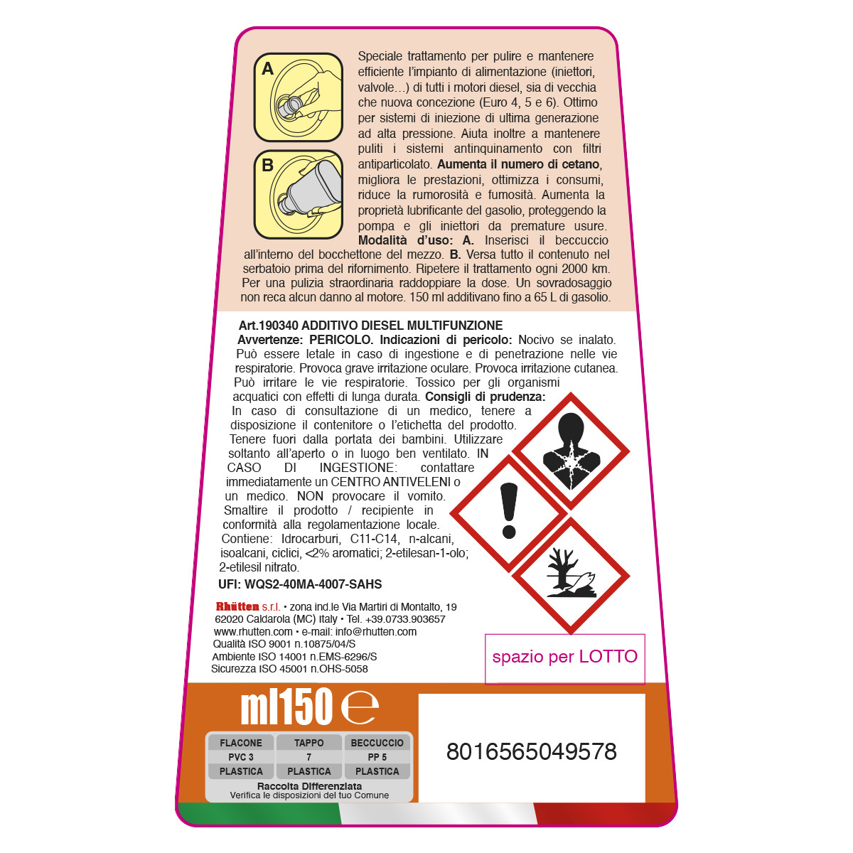 ADDITIVO DIESEL 150 ML MONODOSE