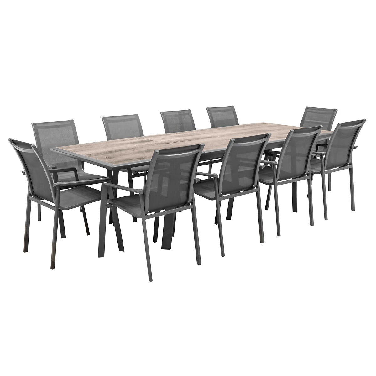 TAVOLO CM.170-265X100 CON 6 POLTRONE GRAFITE