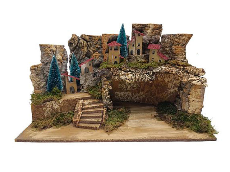 PAESAGGIO VUOTO C/LUCI CASETTE E SCALE 58X34X36CM