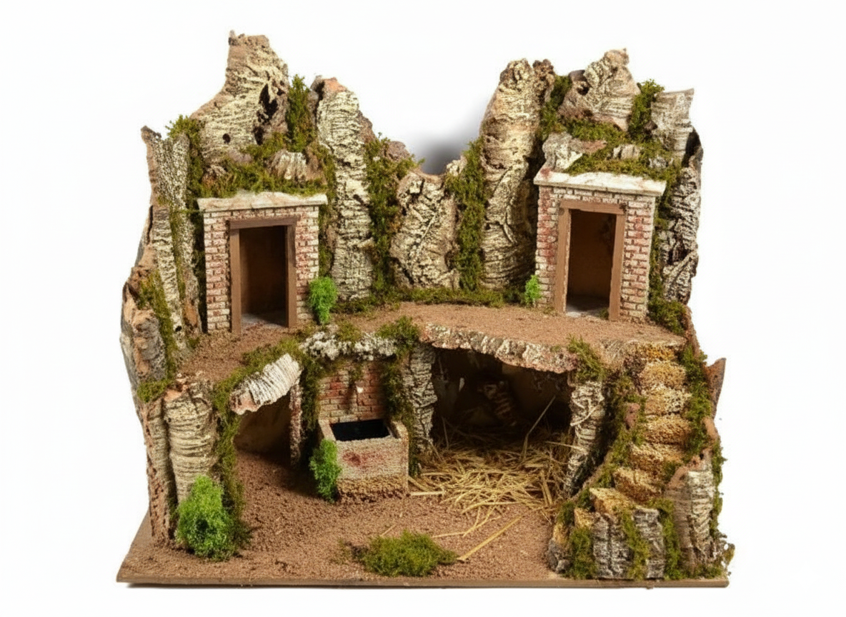 SCENARIO PRESEPE C/FONTANA E LUCI