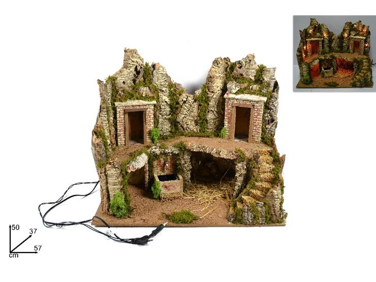 SCENARIO PRESEPE C/FONTANA E LUCI