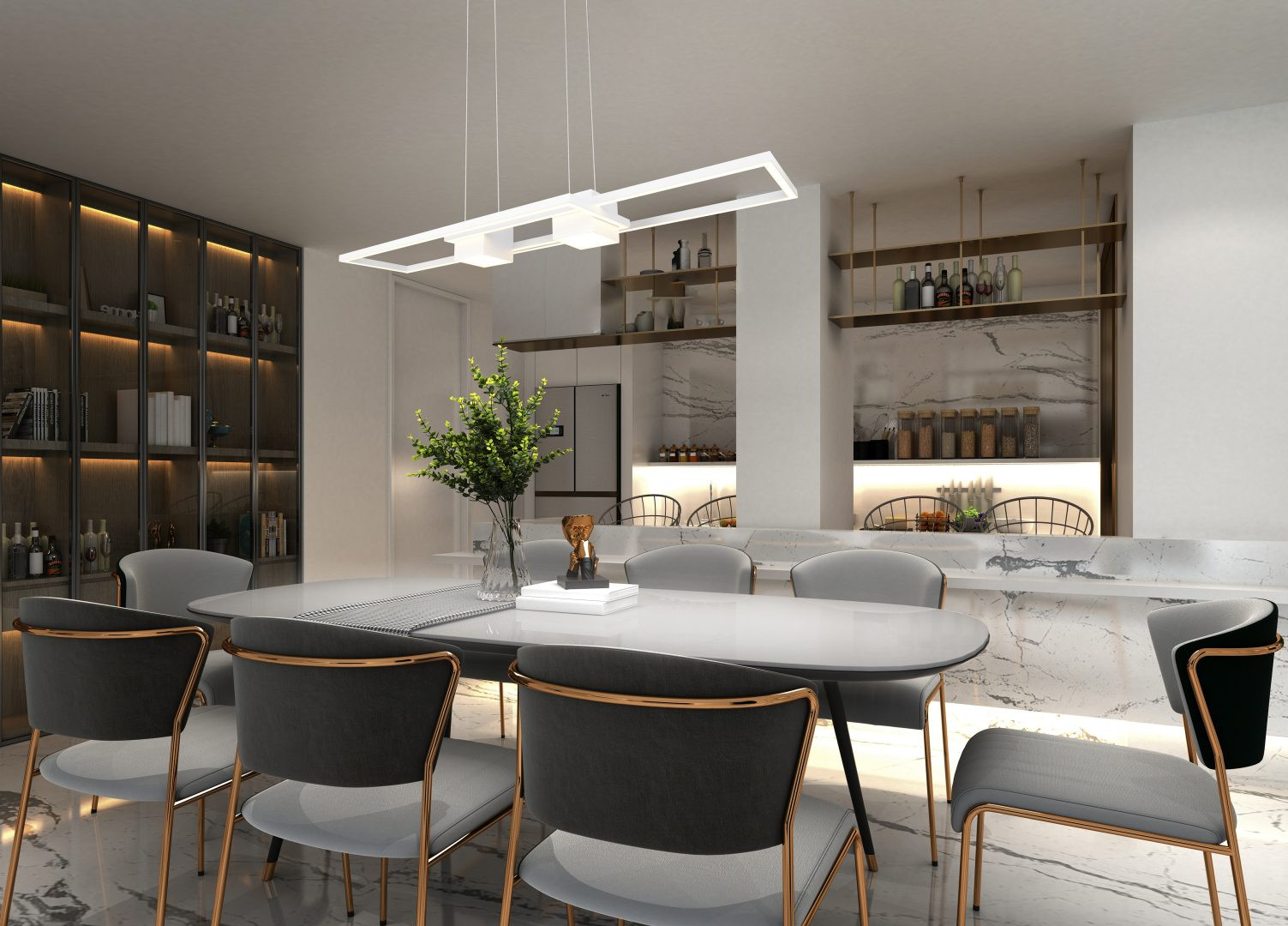 ALBANY SOSP.LED 1X37W MET.BIANCO CON TELECOMANDO