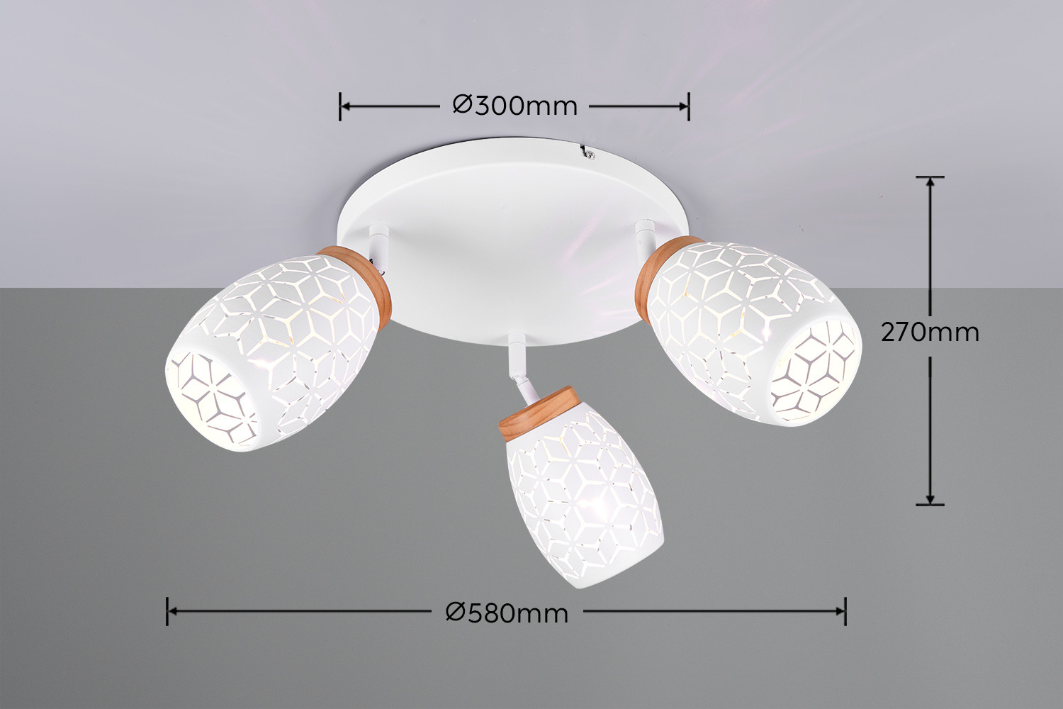 BIDAR PLAF.A 3SPOT MET.B/LGN CM.58 E14