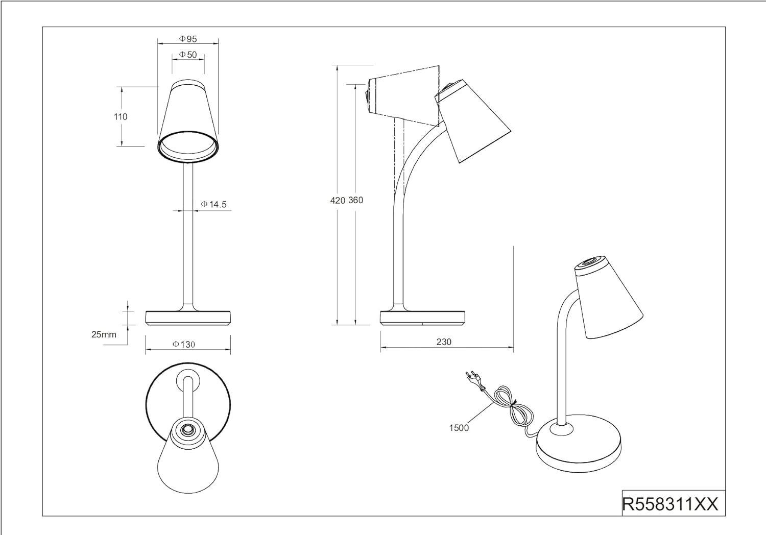 PONGO LAMPADA STUDIO LED BIANCA H.36