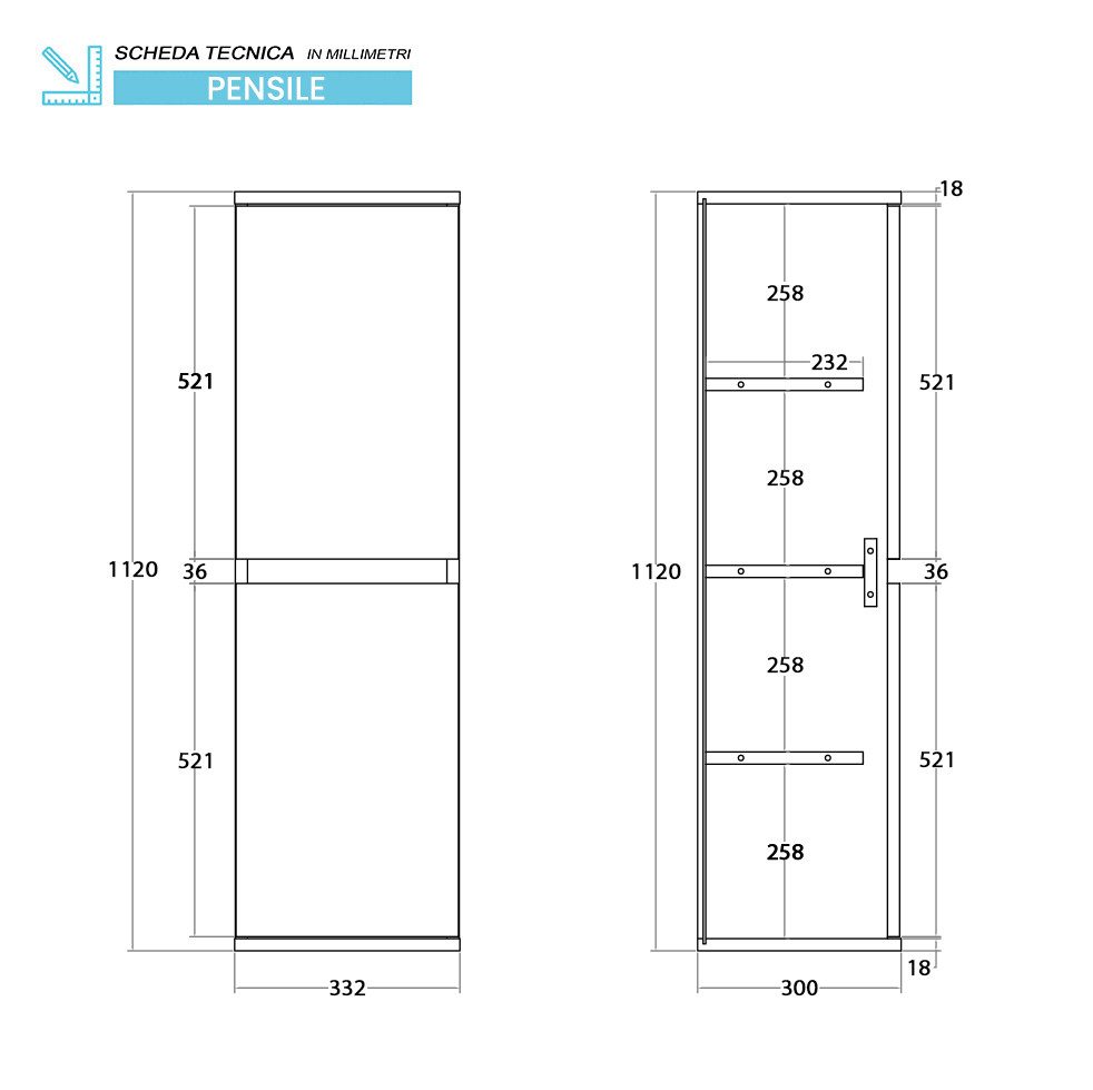 PENSILE BIANCO FRASS.CM.33X112