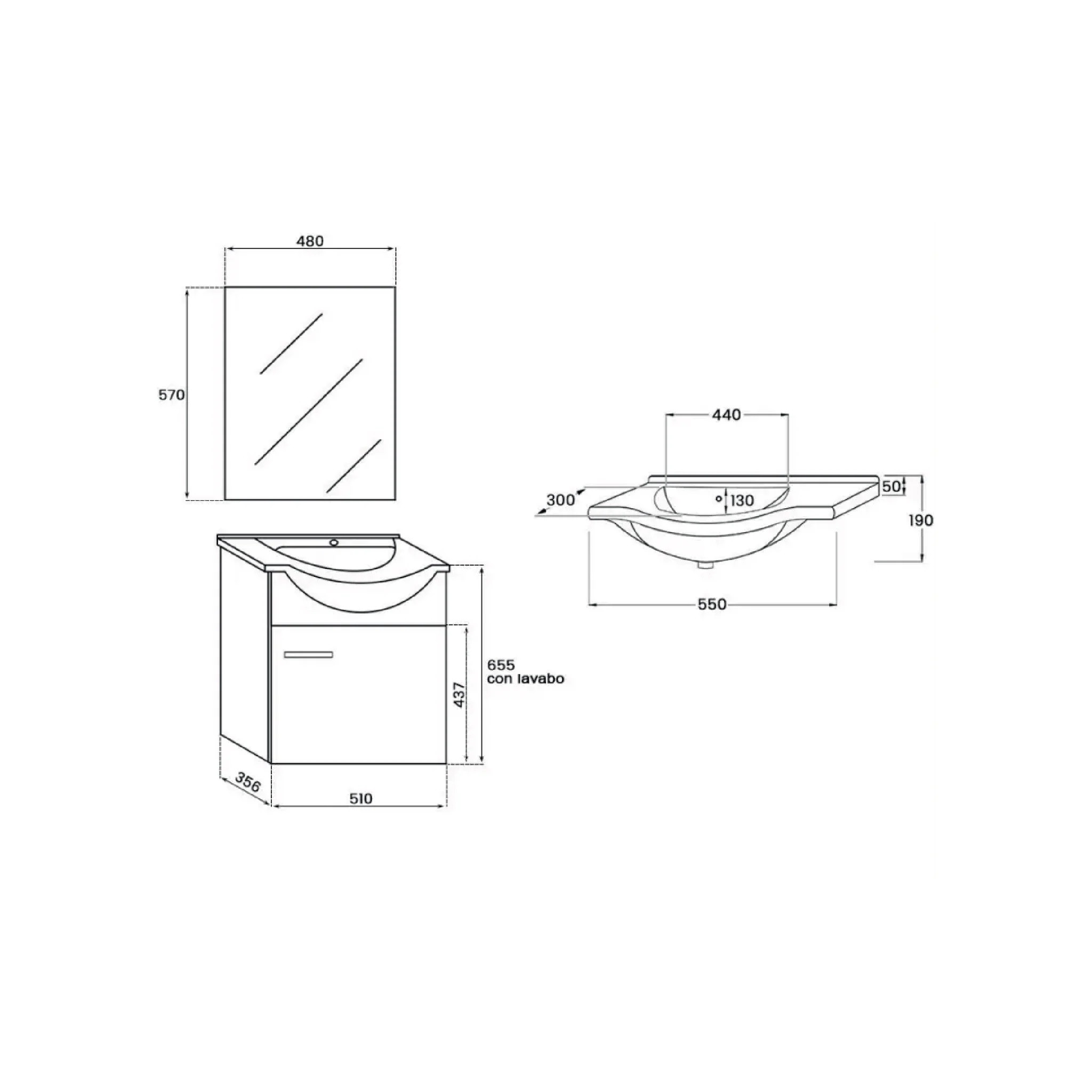 MOBILE BAGNO SOSPESO CM.55 ROVERE DOLOMITE