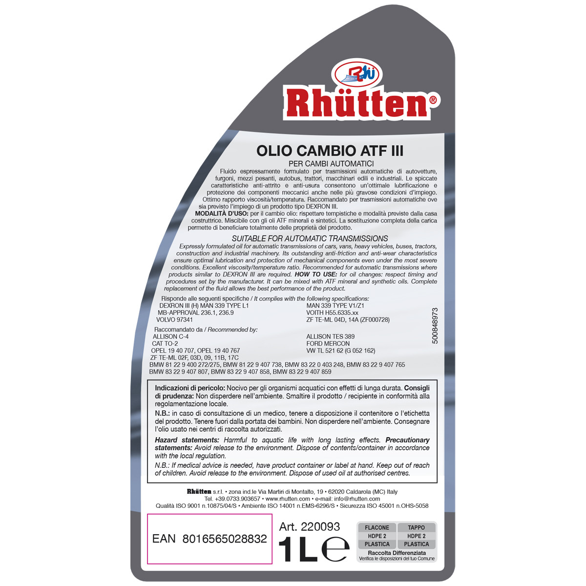 OLIO CAMBIO RHUTTEN ATF DEXRON LT.1