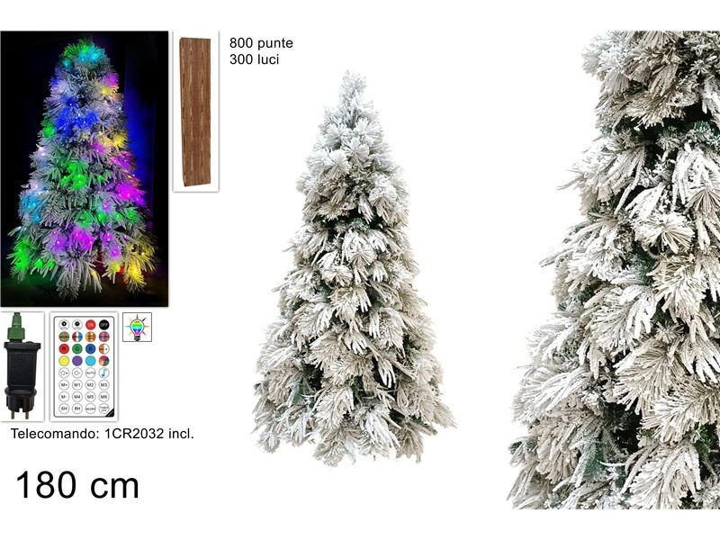 ALBERO 180CM INNEVATO 800P.300LUCI C/GIOCHI LUCE