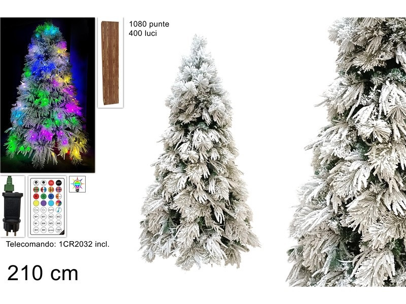 ALBERO 210CM INNEVATO 1080P.400LUCI C/GIOCHI LUCE