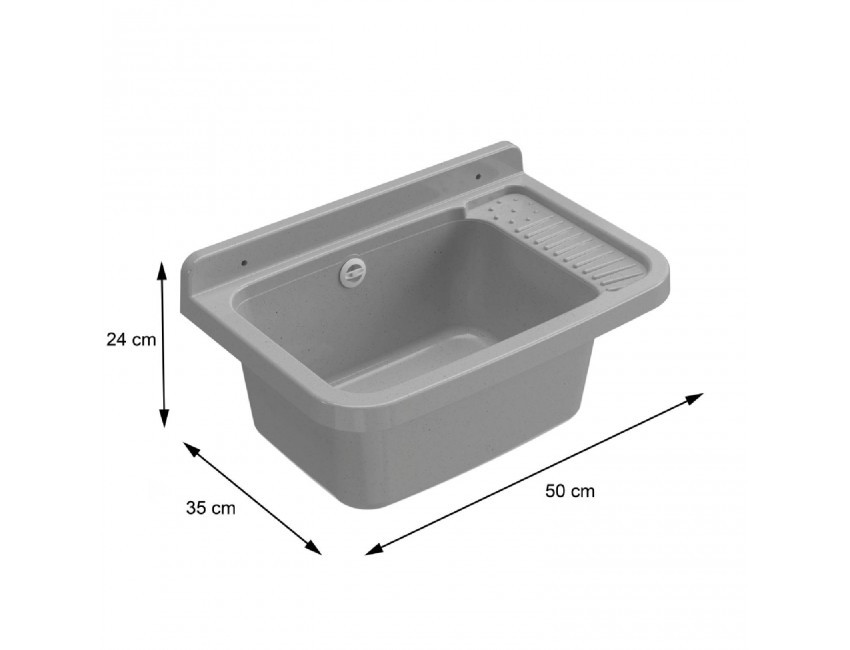 PILOZZO CM.50X35 COMP. DI SIFONE GRIGIO CEMENTO
