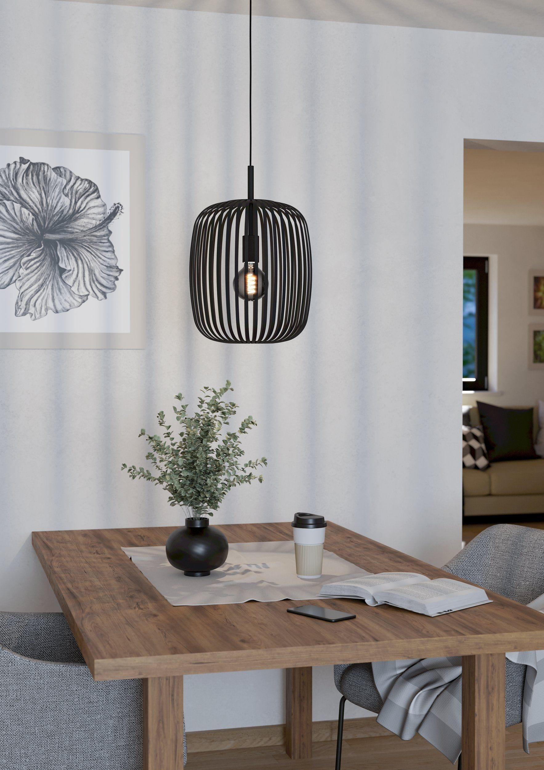 ROMAZZINA SOSP.E27 1X40W ACC/NERO D.32.5