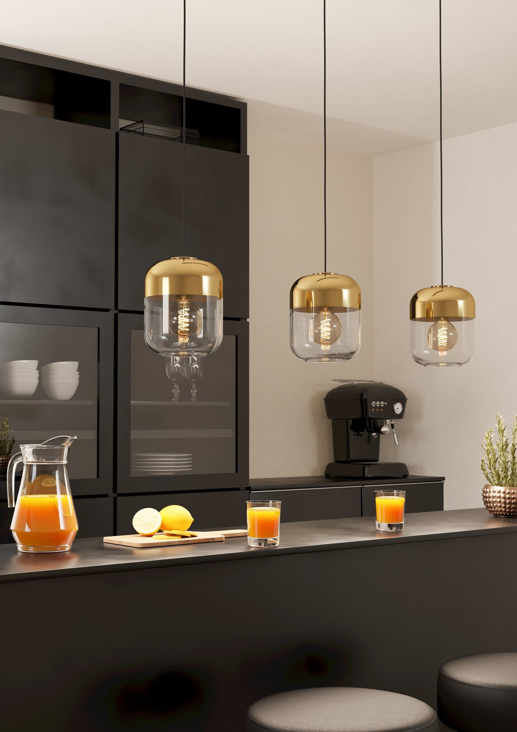 MARYVILLA SOSP.E27 3X40W ORO/VETRO CM.87