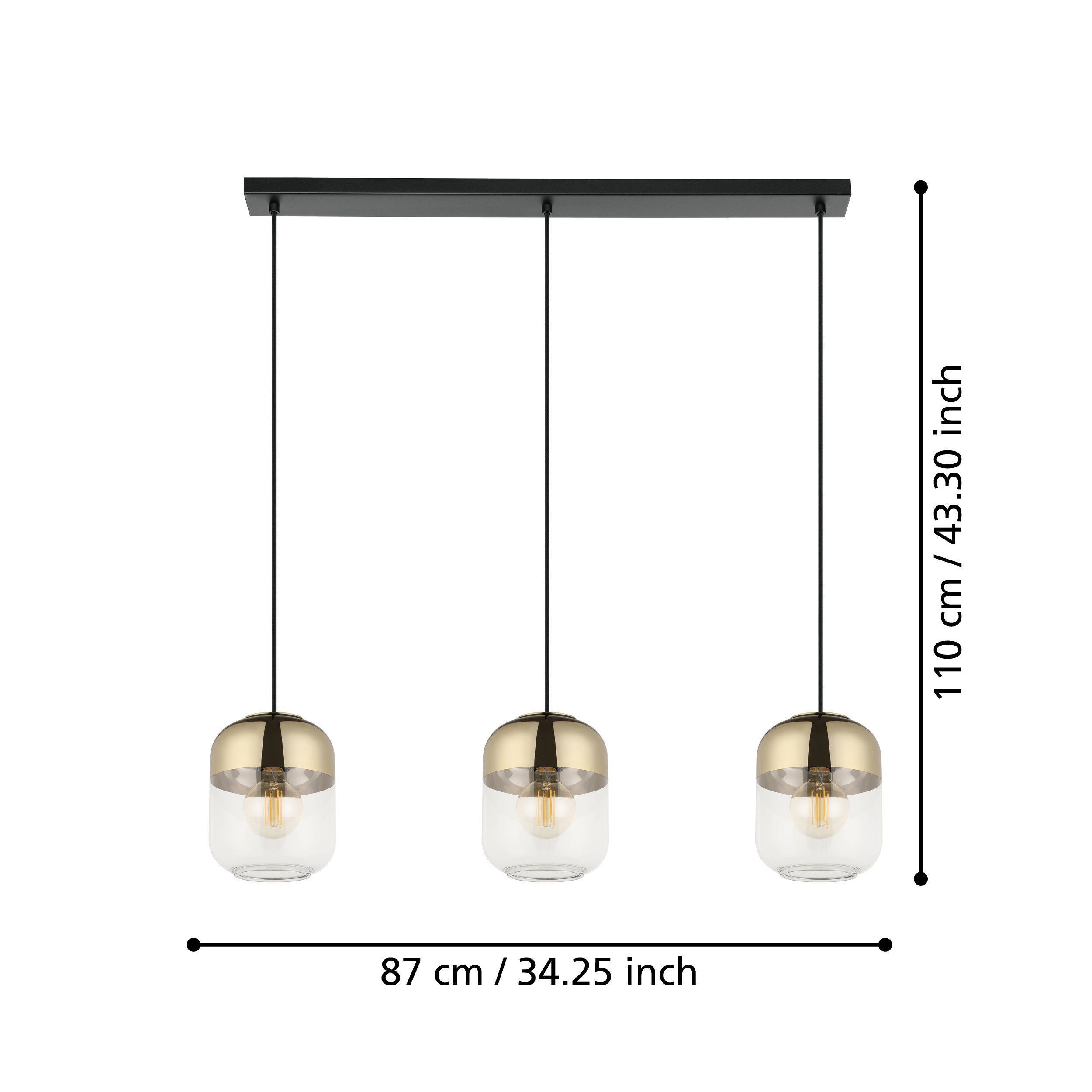 MARYVILLA SOSP.E27 3X40W ORO/VETRO CM.87