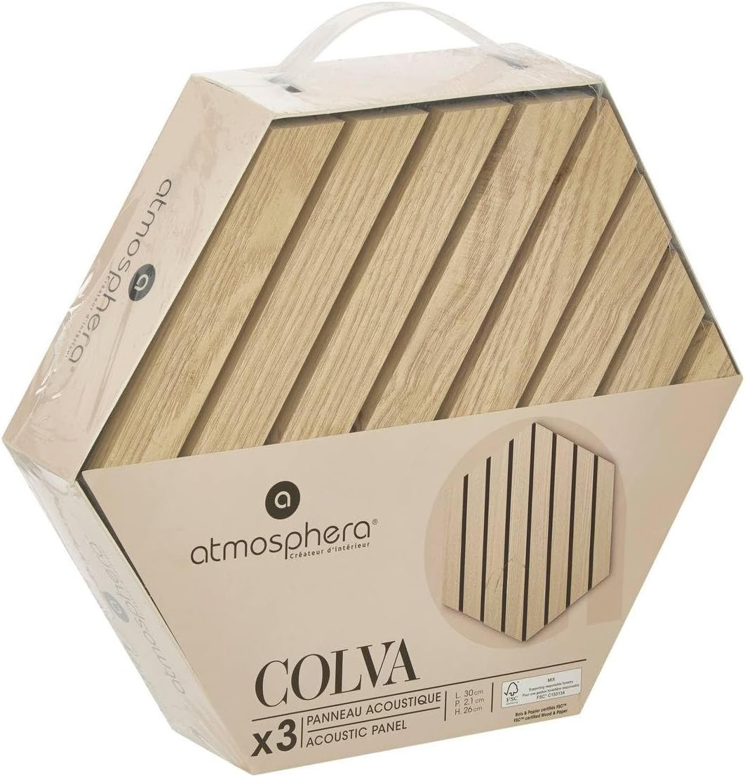 *SET3 PANNELLI DEC.ESAGONO C.30X26X26 L.CHIARO