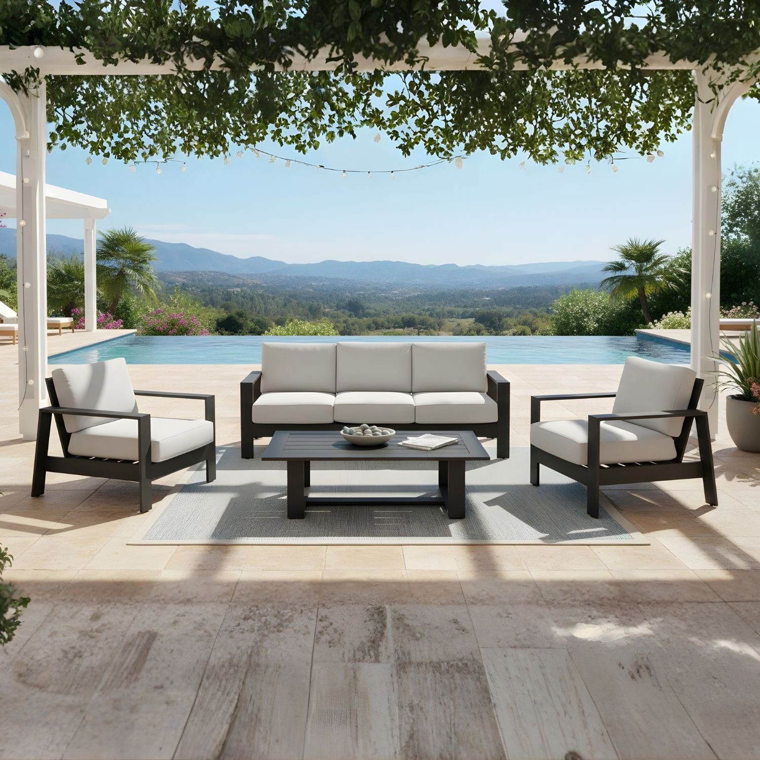 SALOTTO ALLUM.BALTIC 3 POSTI ANTRACITE C/CUSCINI