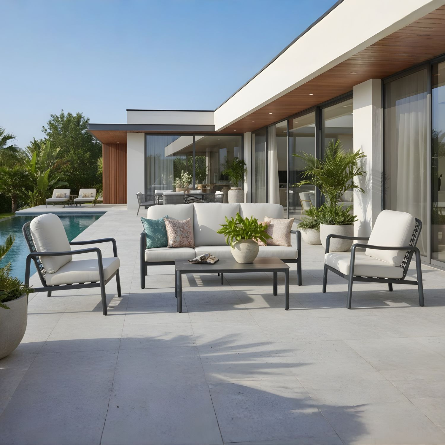 SALOTTO 3 POSTI IN ALLUMINIO ANTRACITE