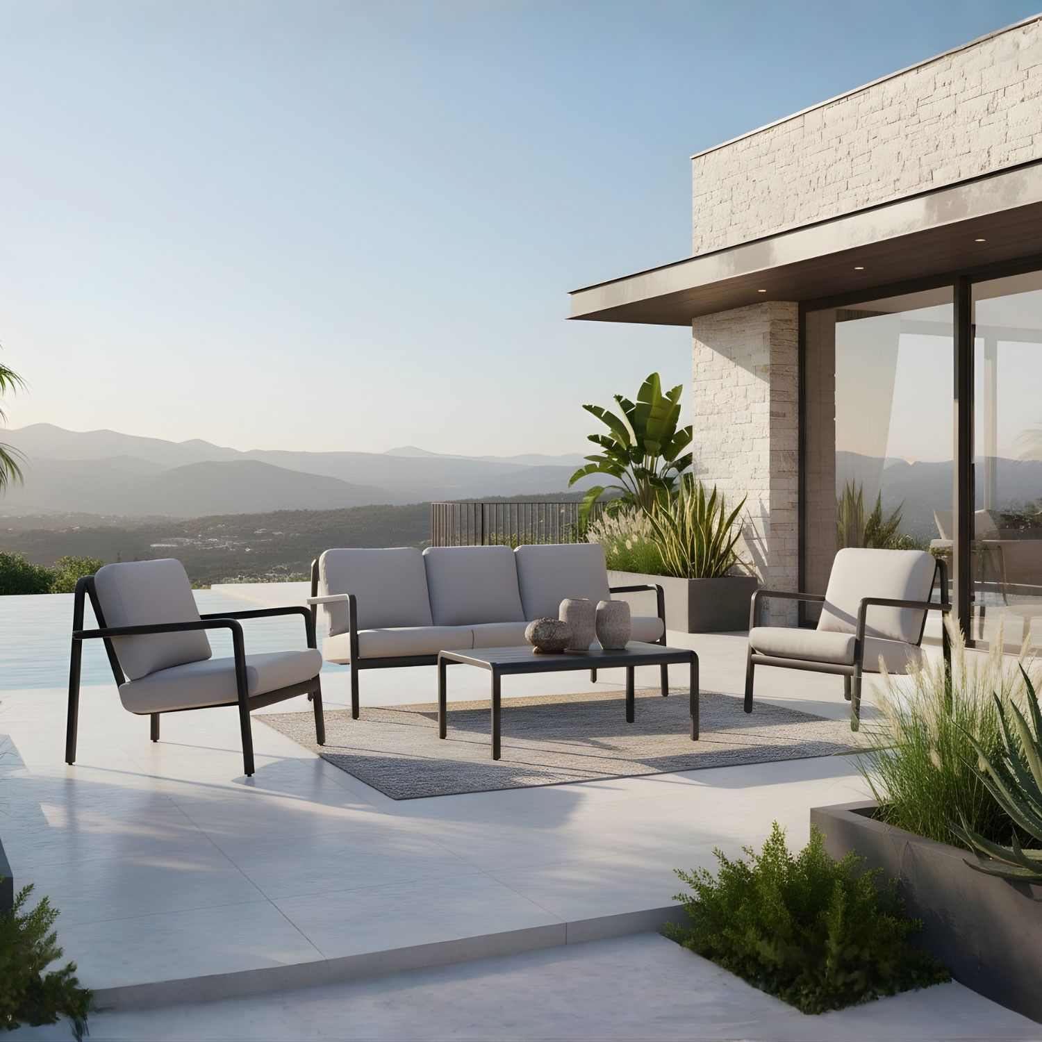 SALOTTO 3 POSTI ALLUMINIO ANTRACITE