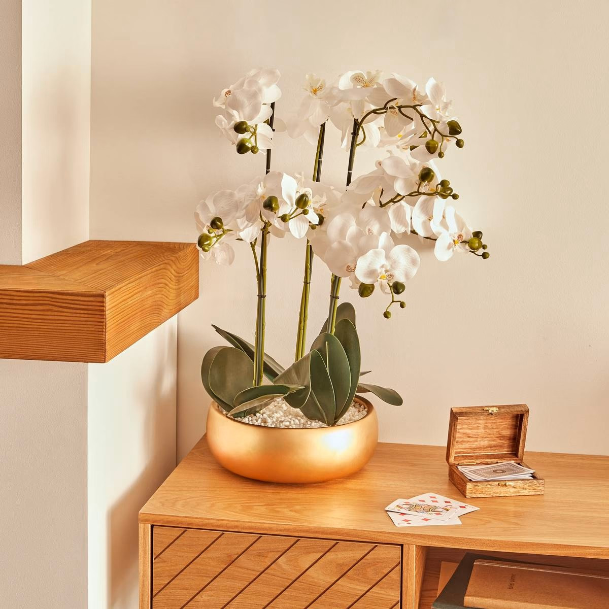 VASO CON ORCHIDEE DORE SANAE H.65