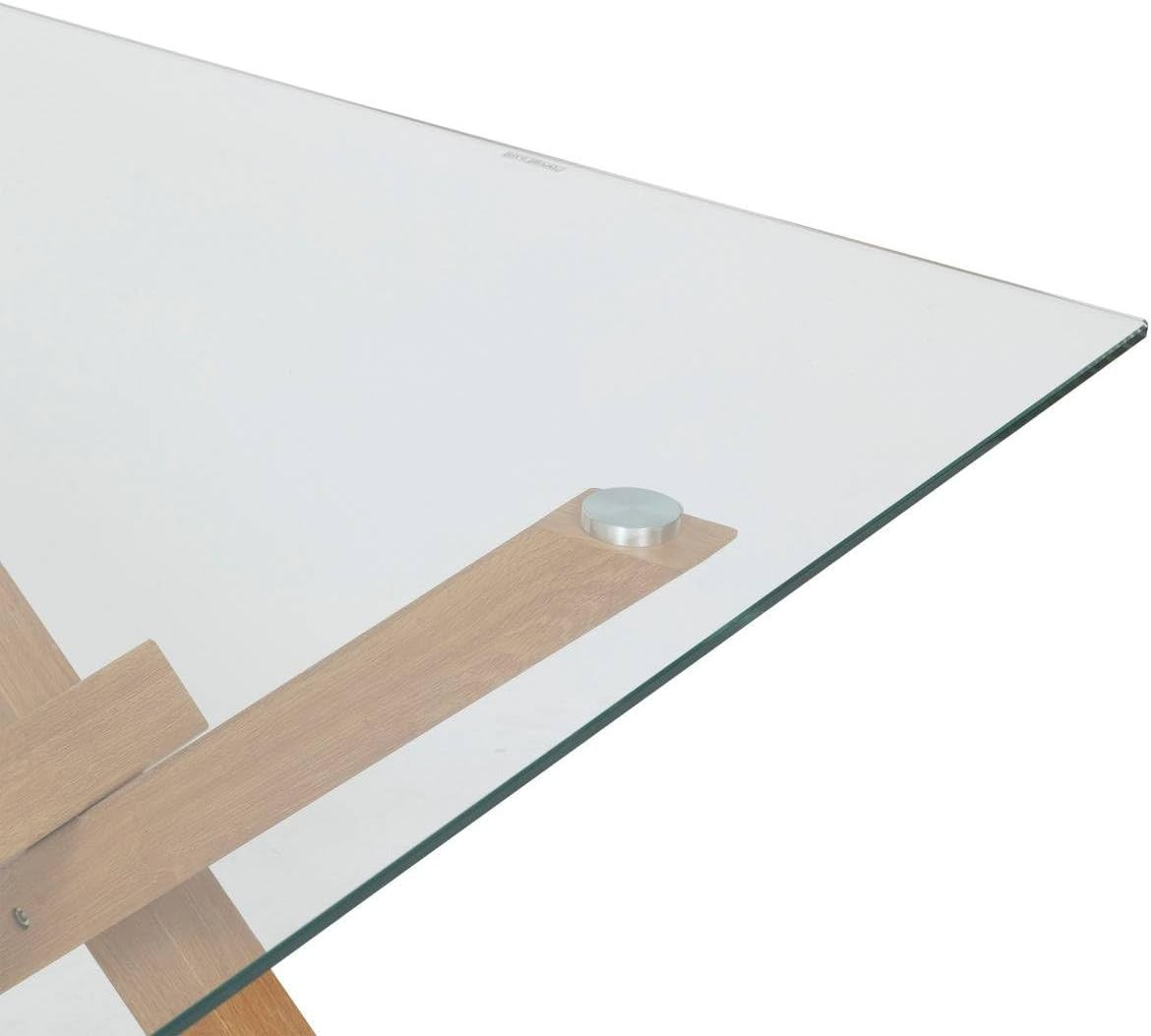 TAVOLO DA PRANZO CM.180X90 VETRO/ROVERE