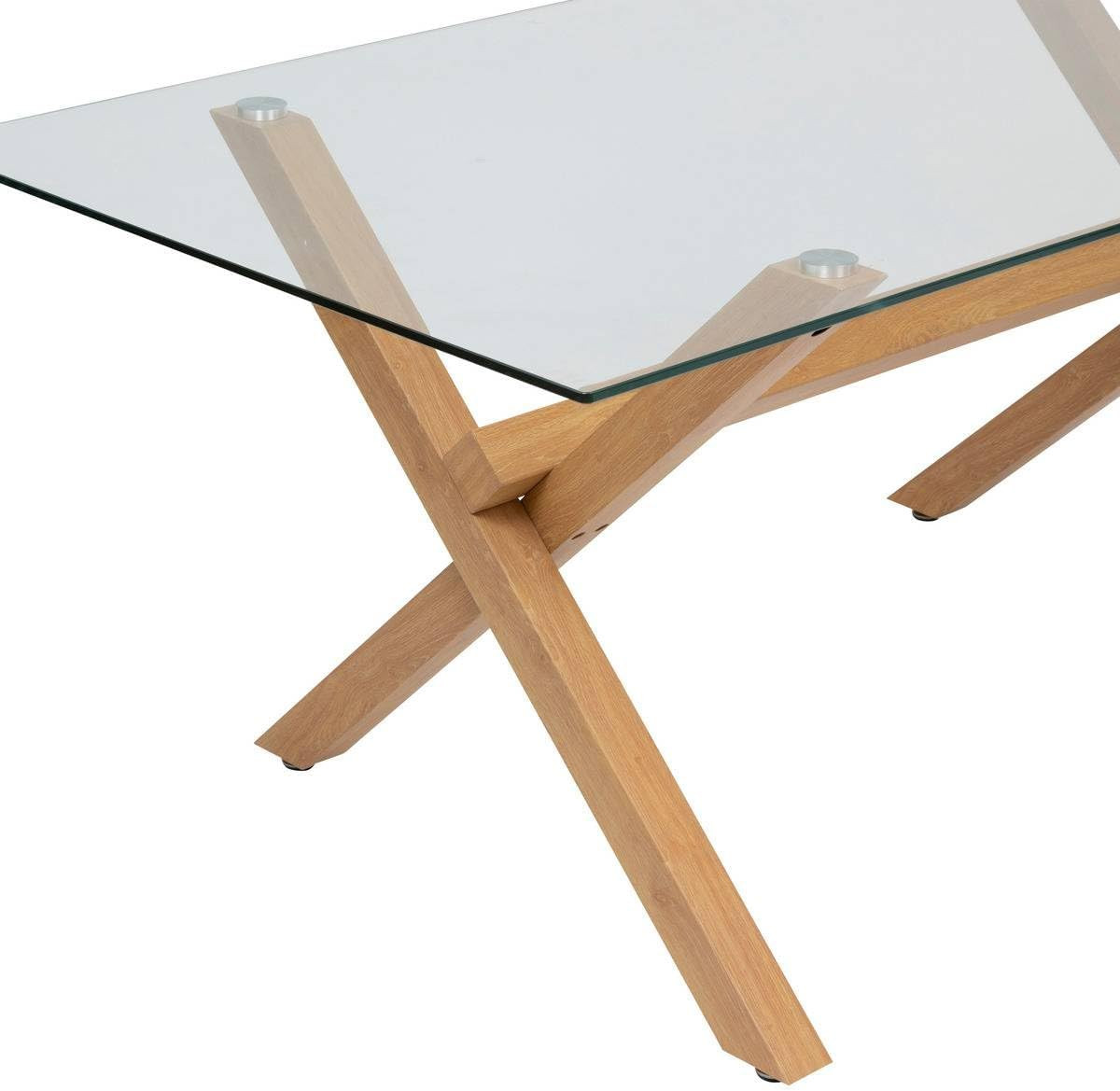 TAVOLO DA PRANZO CM.180X90 VETRO/ROVERE