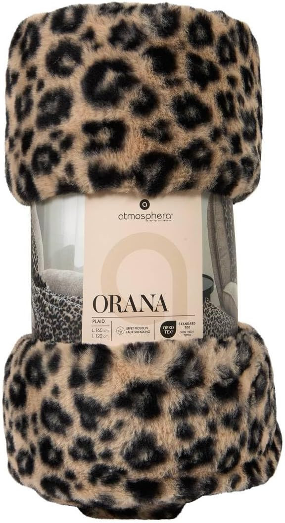 PLAID LEOPARD CM.120X160 NERA/BEIGE