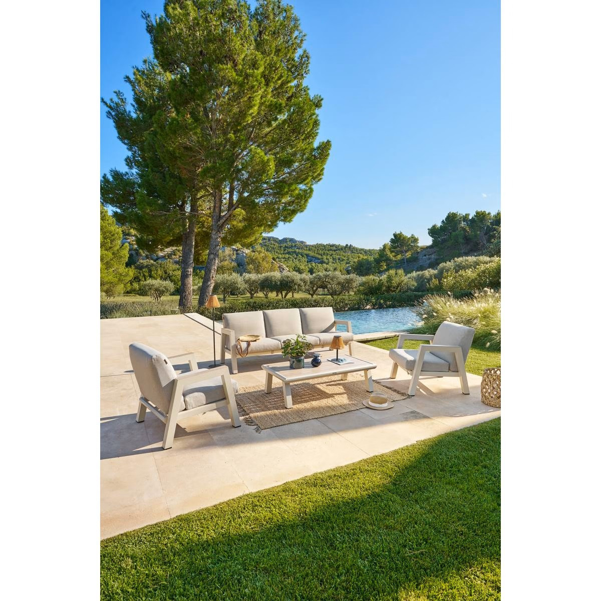 SALOTTO 3 POSTI IN ALLUMINIO ARGILLA