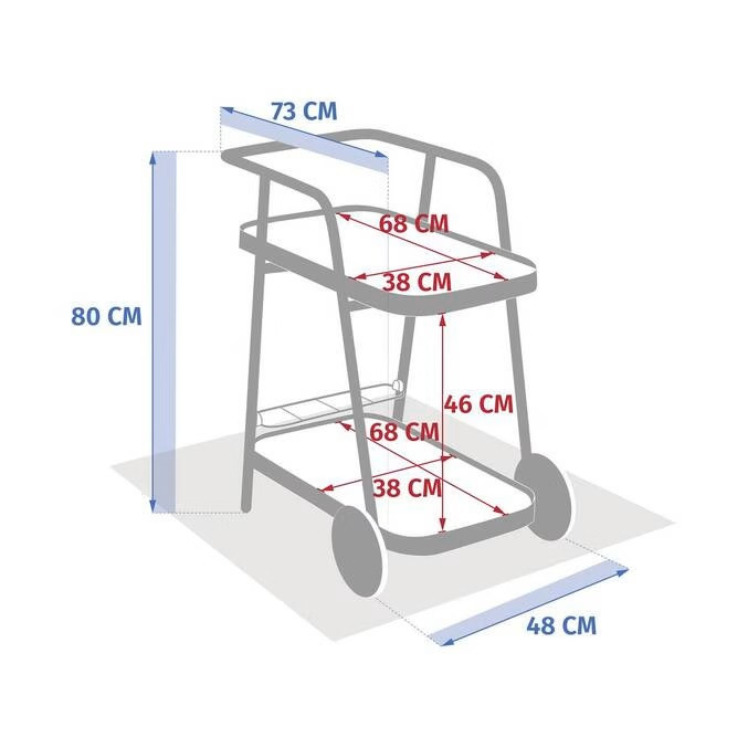 CARRELLO CON RUOTE ALLUMINIO 76X50 ARGILLA
