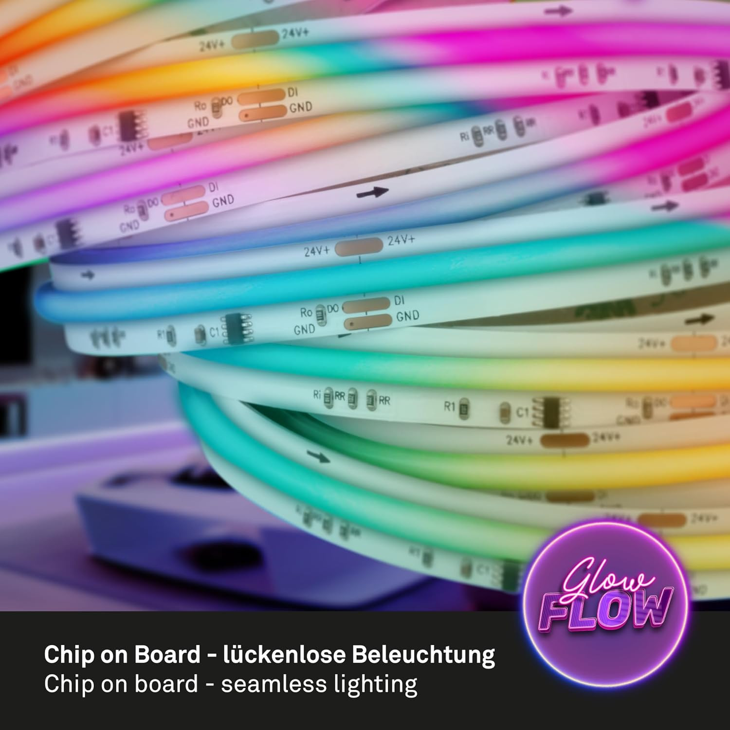 STRISCIA LED RGB 24W AUTOADESIVO BIANCO C/TELEC.