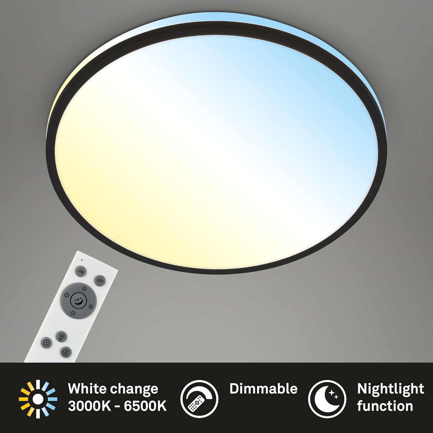 PULUP PLAF.LED PIATTA 22W BIANCO BORDO NERO