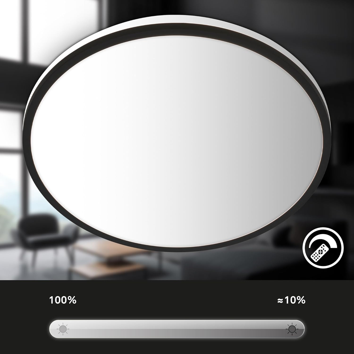 PULUP PLAF.LED PIATTA 22W BIANCO BORDO NERO