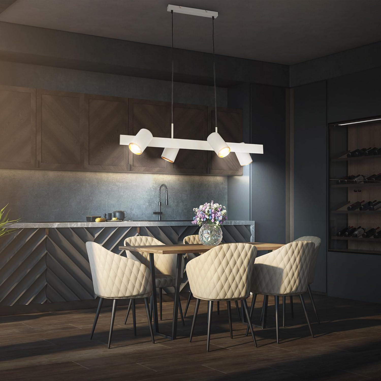 ERA SOSP.LED 4XGU10 9W METALLO GRIGIO/CAFFE